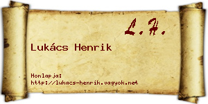 Lukács Henrik névjegykártya