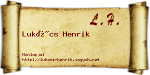 Lukács Henrik névjegykártya